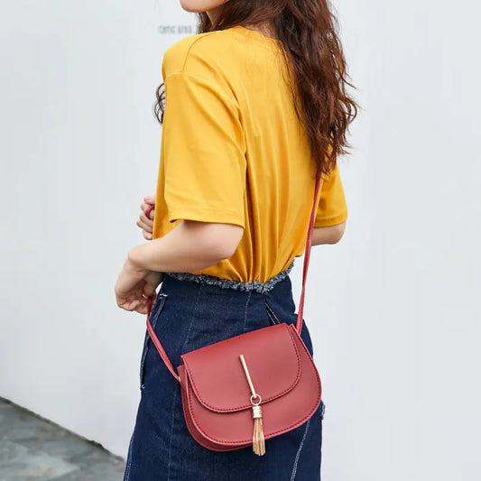 Fringe Crossbody Phone Bag – PU Leather Shell Shape Purse | 6 Colors