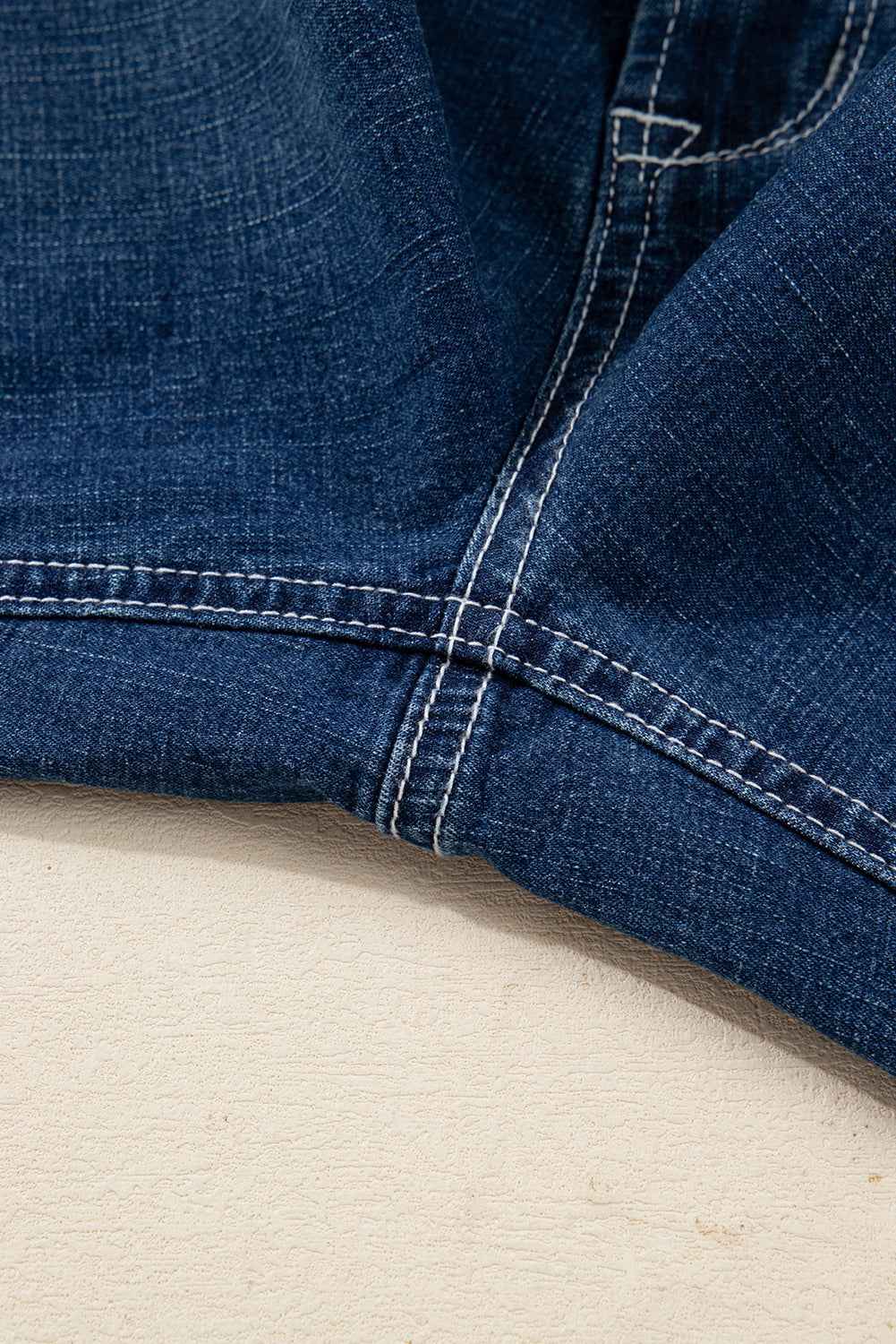 Denim Stitch High-Waist Cuff Jeans