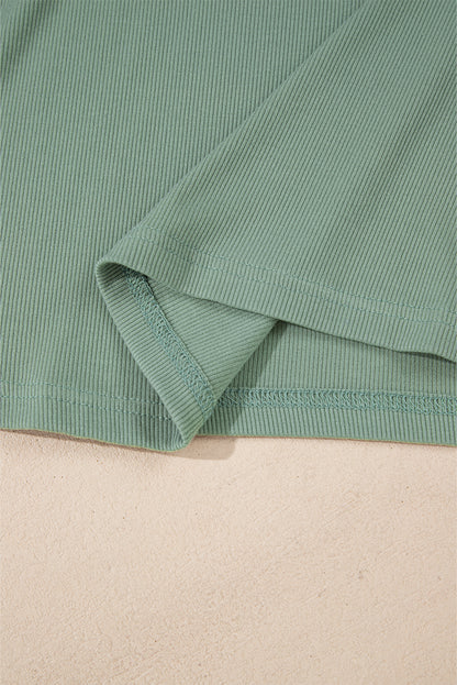 Mint Green Ribbed Colorblock Patchwork Raglan Long Sleeve Women's Top - The Eggy's store