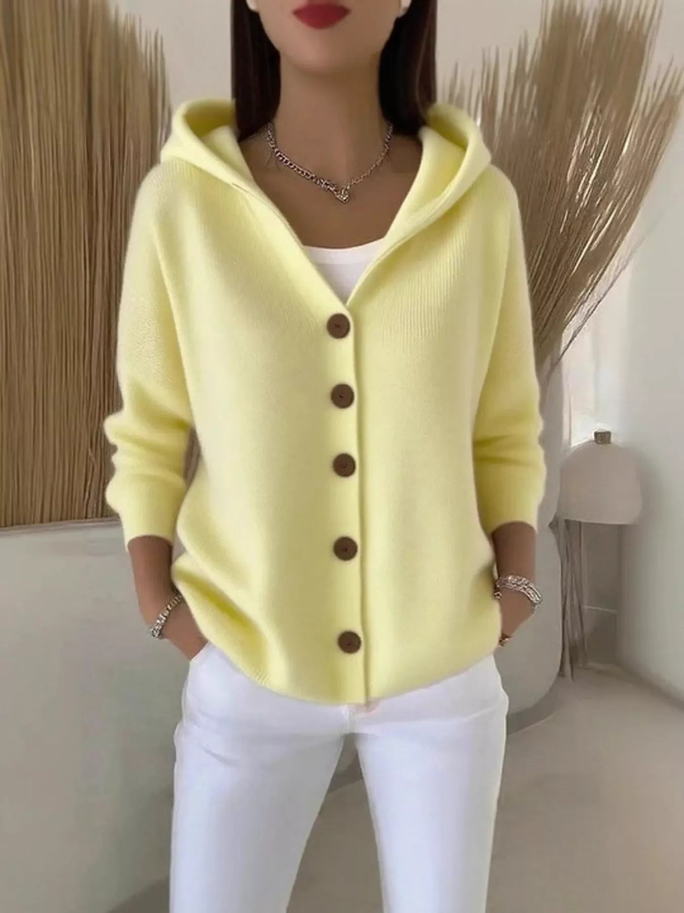 Full Size Hooded Button-Down Knit Cardigan Plus Size