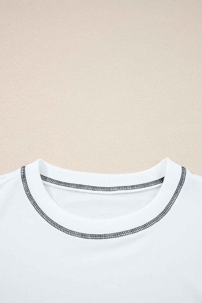 Stripe Colorblock Patchwork Contrast Stitch Sweatshirt