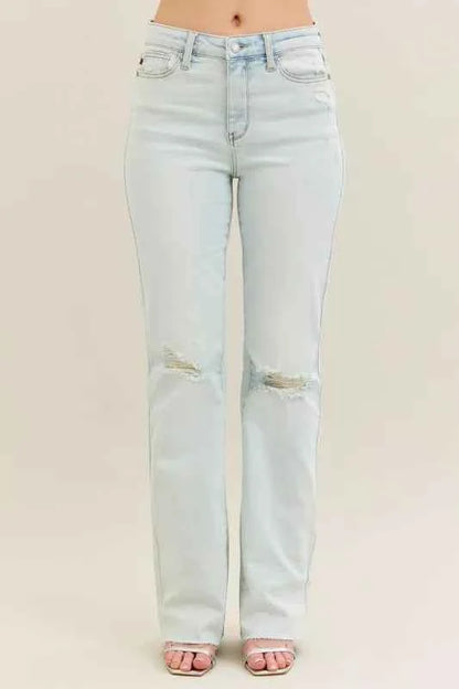 Judy Blue Full Size Destroy & Fray Hem Bootcut Jeans Plus Size