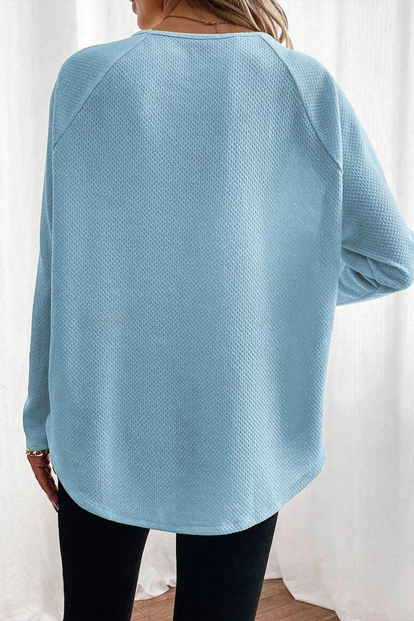 Textured Raglan Sleeve Knit Loose Blouse