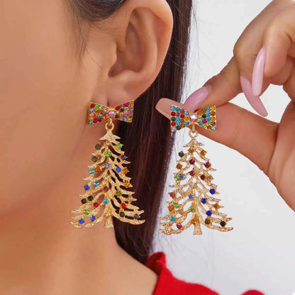 Christmas Tree Bow Drop Earrings