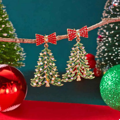 Christmas Tree Bow Drop Earrings