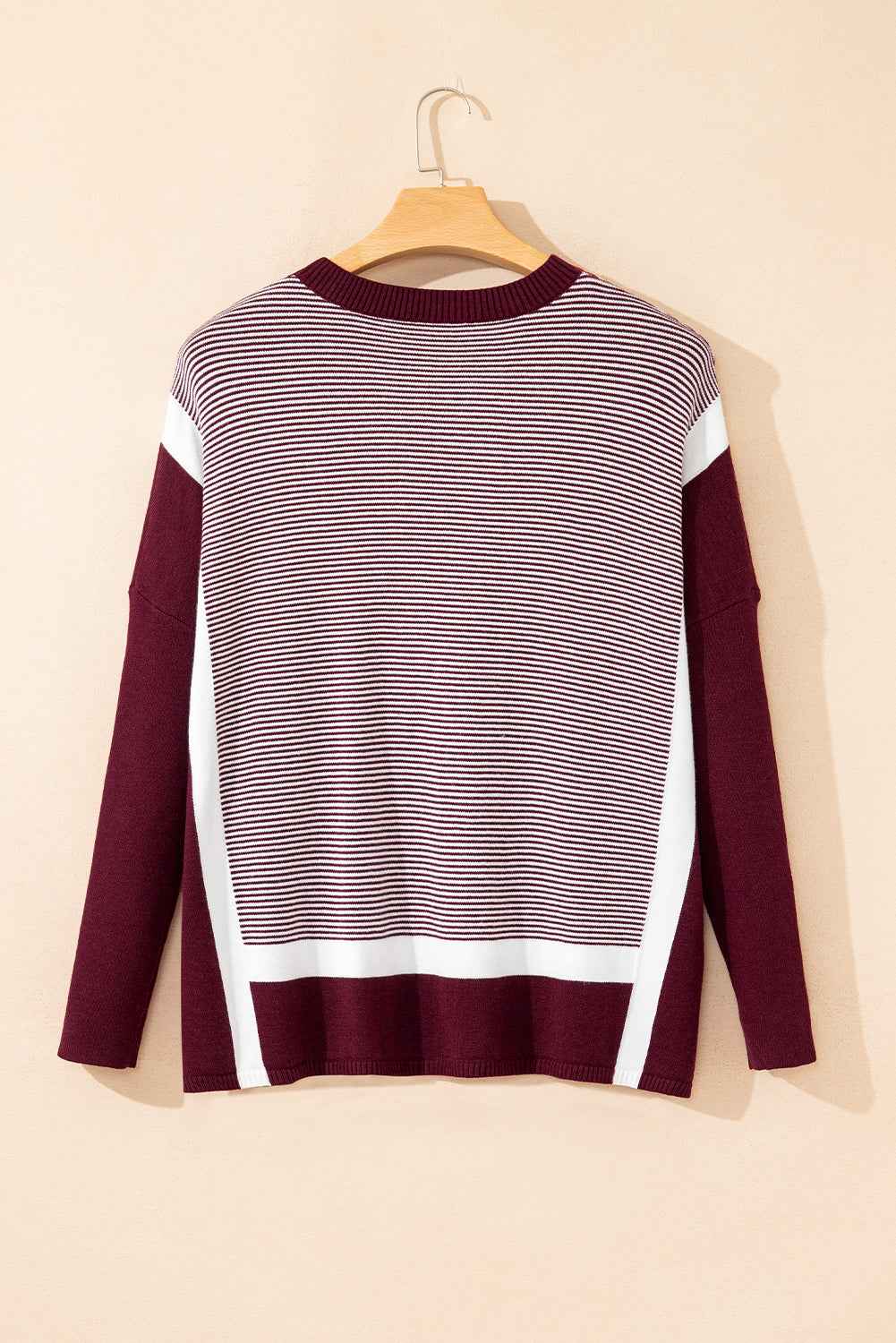 Stripe Colorblock Patchwork Dolman Sleeve Sweater