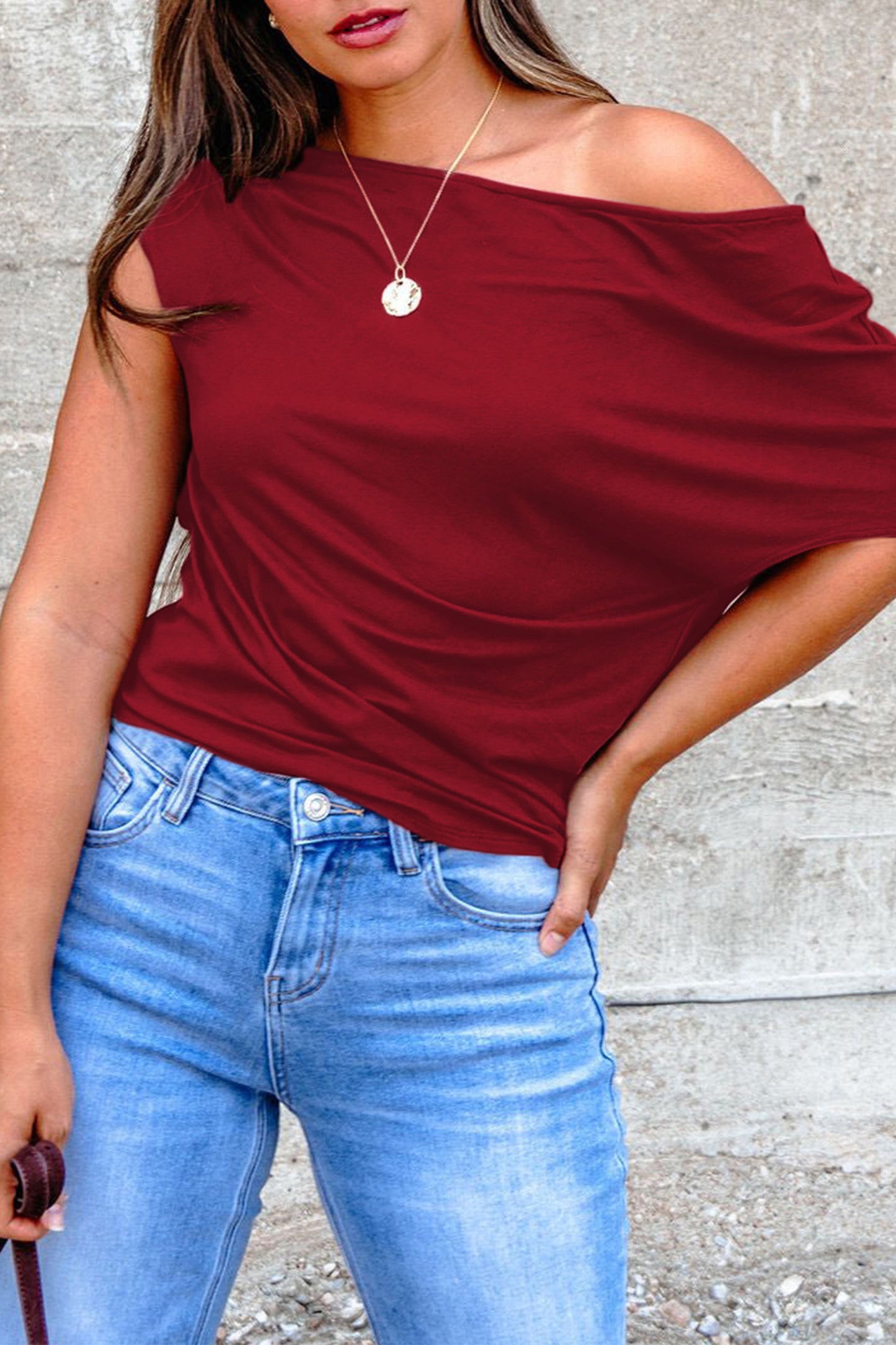 Gossamer Pink Plus Size Blouse – Asymmetric Neckline & Short Sleeves