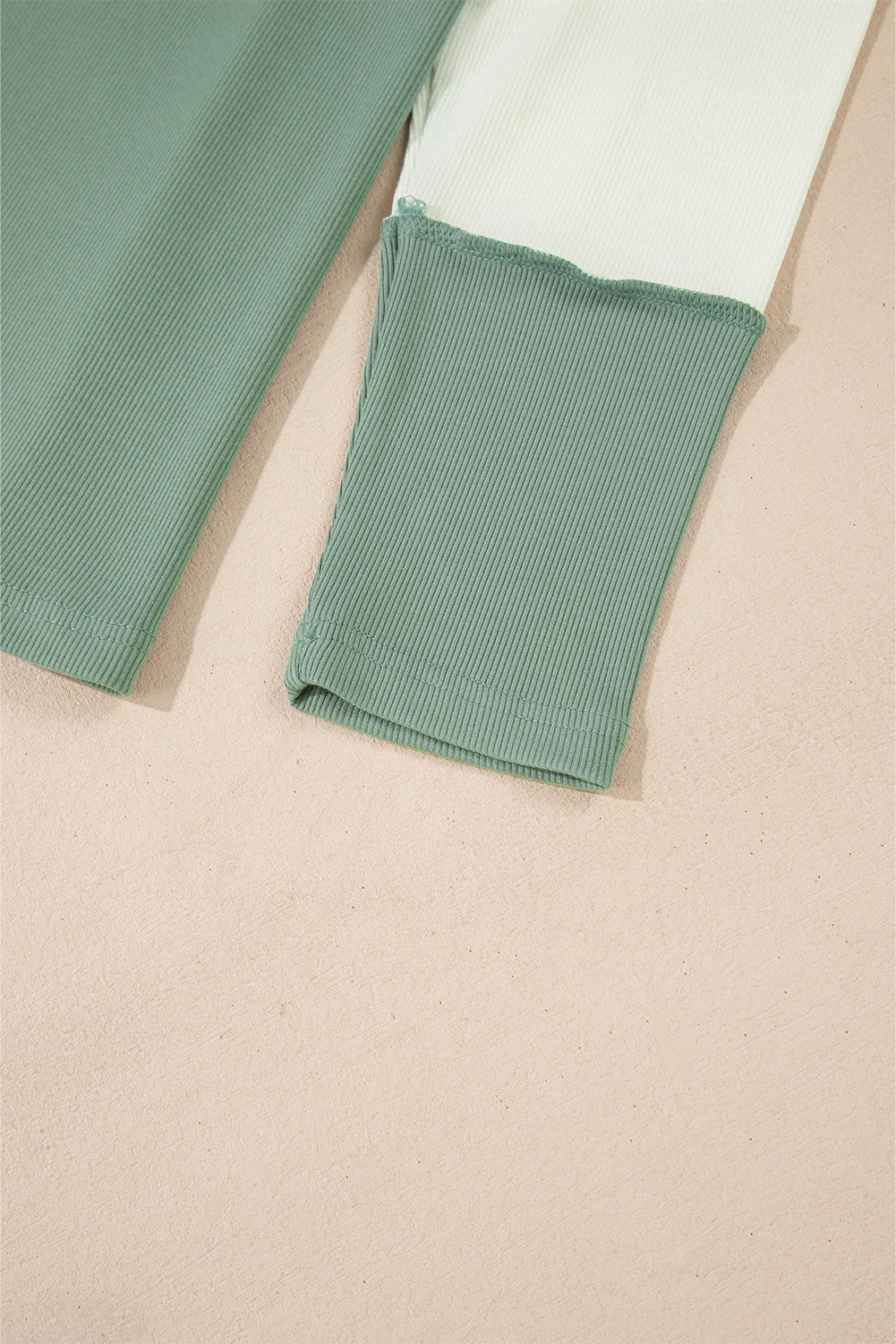 Mint Green Ribbed Colorblock Patchwork Raglan Long Sleeve Women's Top - The Eggy's store