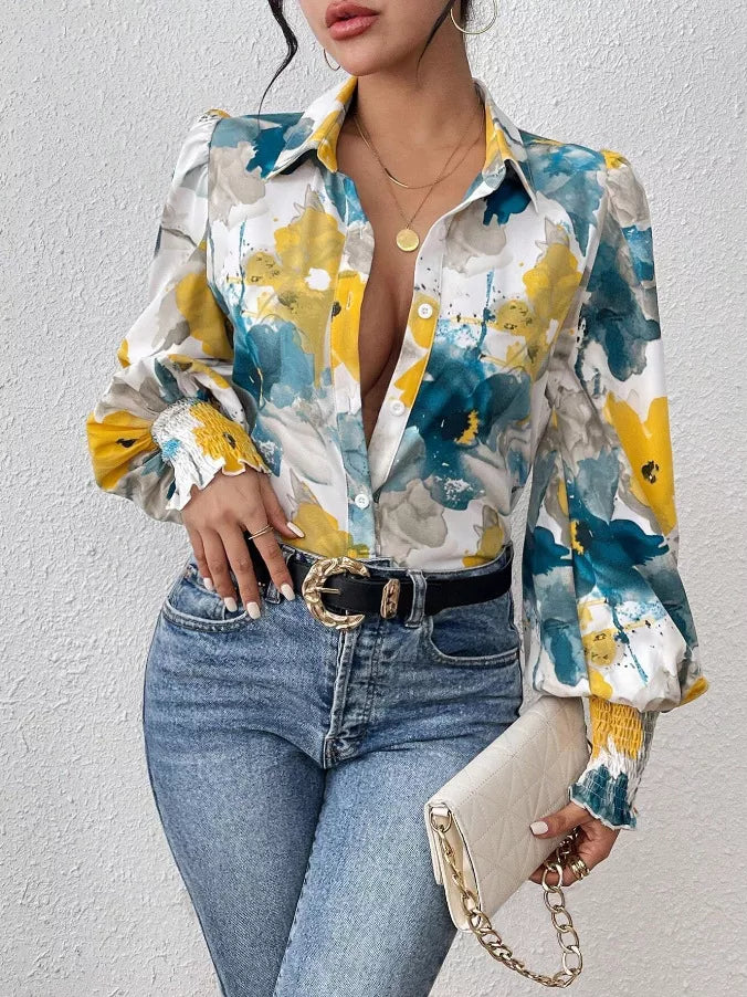 Floral Print Long Sleeve Blouse