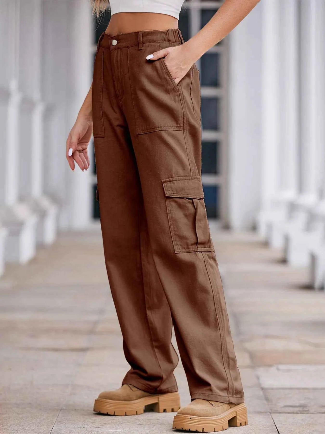 High-Waisted Cargo Jeans