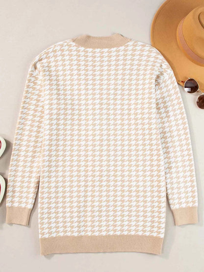 Contrast Edge Metal Button Slim Cardigan with Pockets