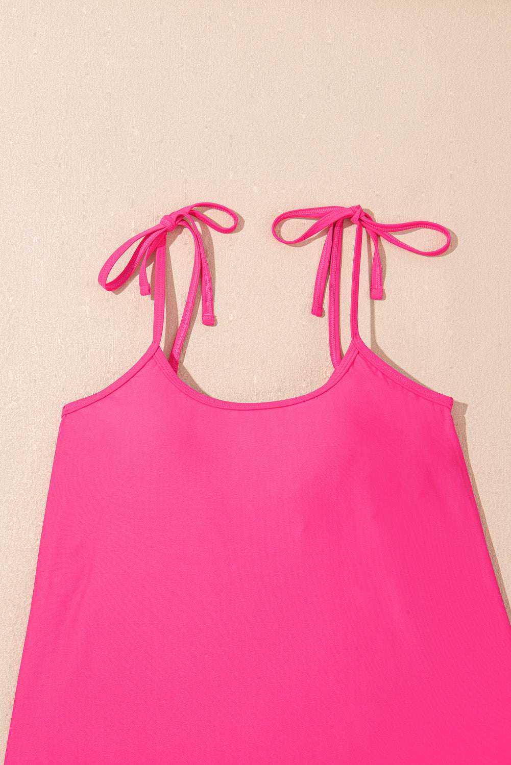 Solid Tie Strap Top & Floral Bottom Tankini Set