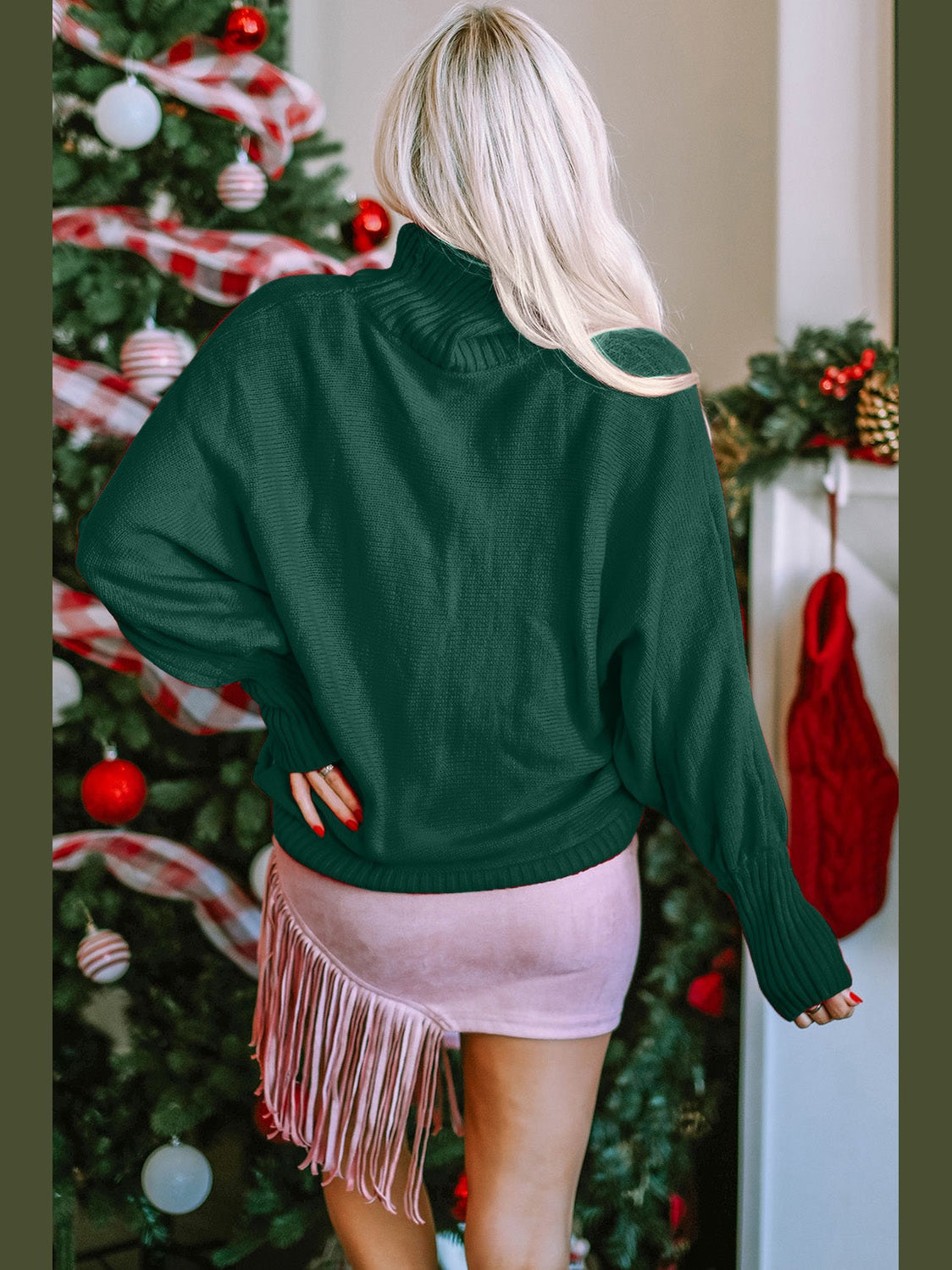 Double Take Full Size Merry Christmas Turtleneck Long Sleeve Sweater