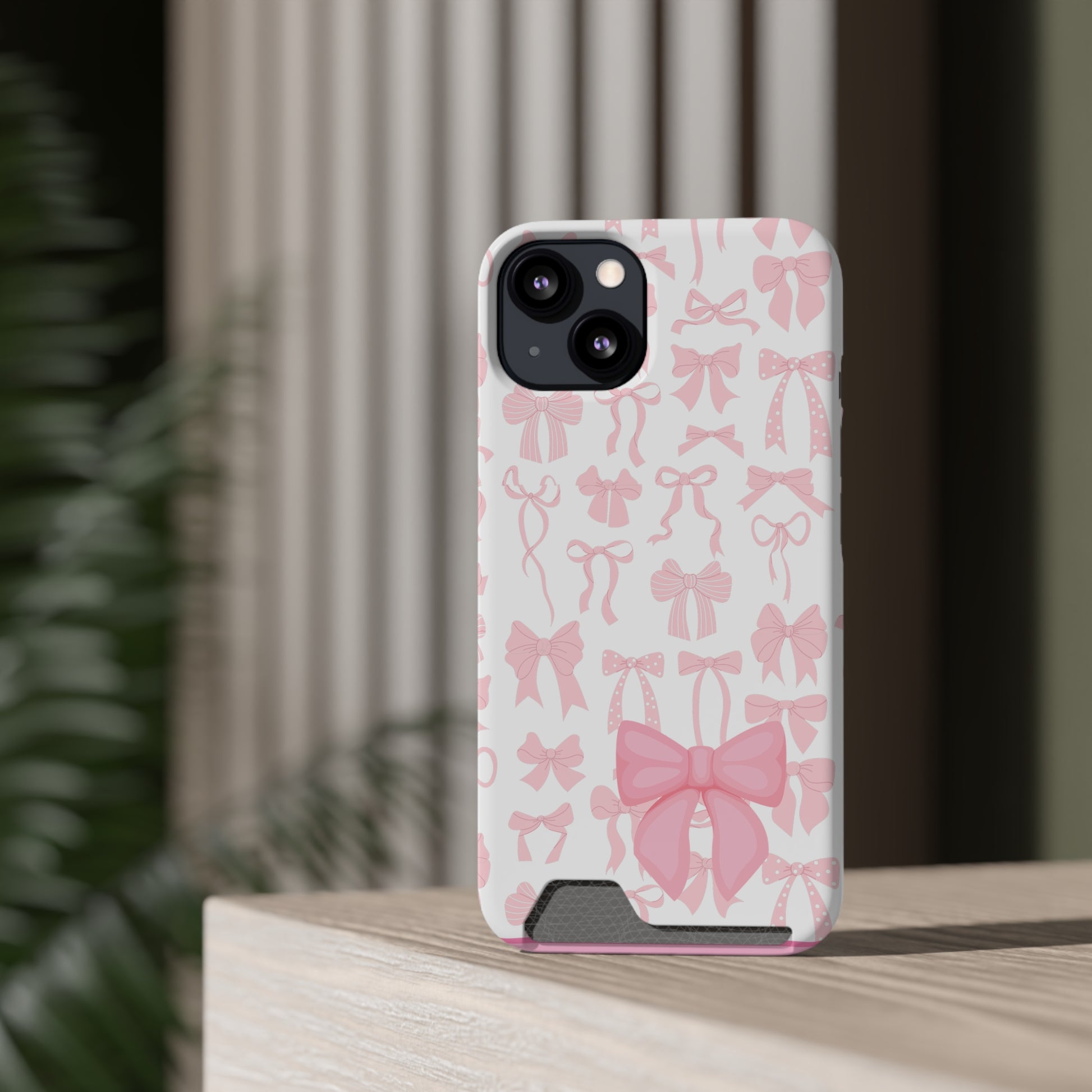 Pink Bow Phone Case with Card Holder - Stylish and Functional - The Eggy's store