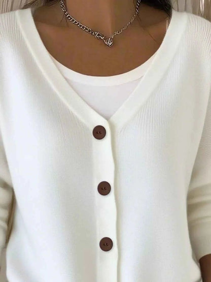 Full Size V-Neck Button-Down Knit Sweater Plus Size