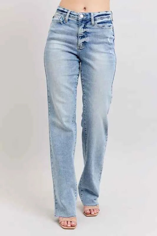 Judy Blue Full Size Mid Rise Light Wash Dad Jeans Plus Size