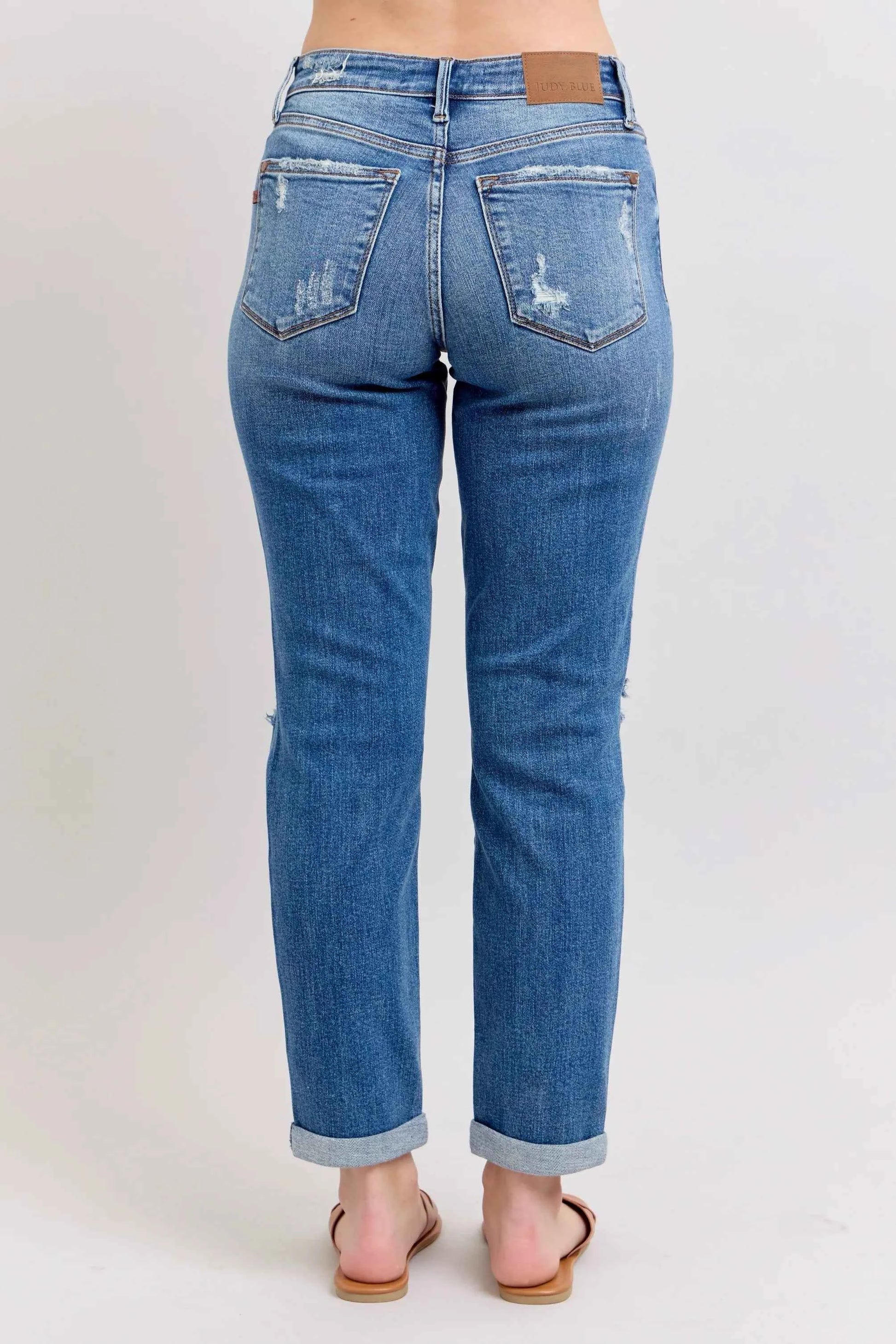 Judy Blue Full Size Mr Vintage Wash Boyfriend Fit W/ Destroy Jeans Plue Size