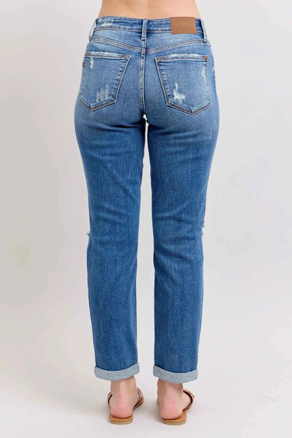 Judy Blue Full Size Mr Vintage Wash Boyfriend Fit W/ Destroy Jeans Plue Size