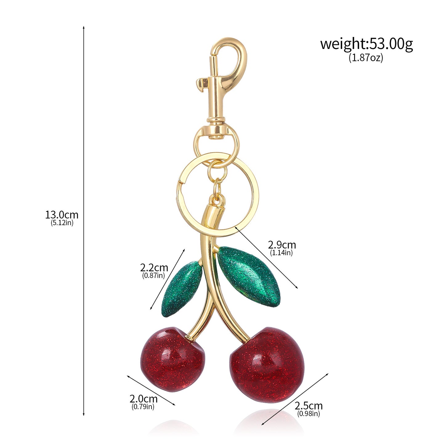 A Pair Of Red Cherry Crystal Glitter Keychain - The Eggy's store