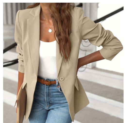 Women's Suit Jacket - Long Sleeve Solid Color Cardigan for Women