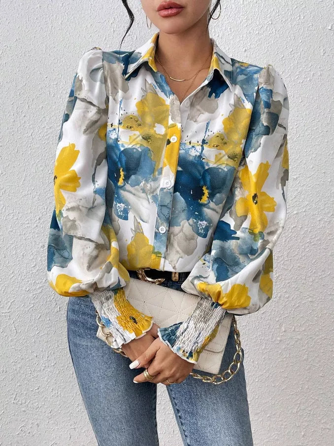 Floral Print Long Sleeve Blouse