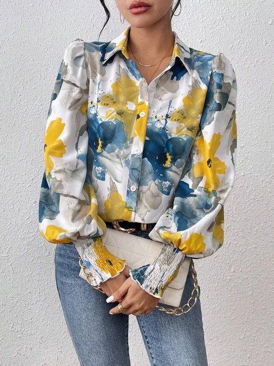 Floral Print Long Sleeve Blouse