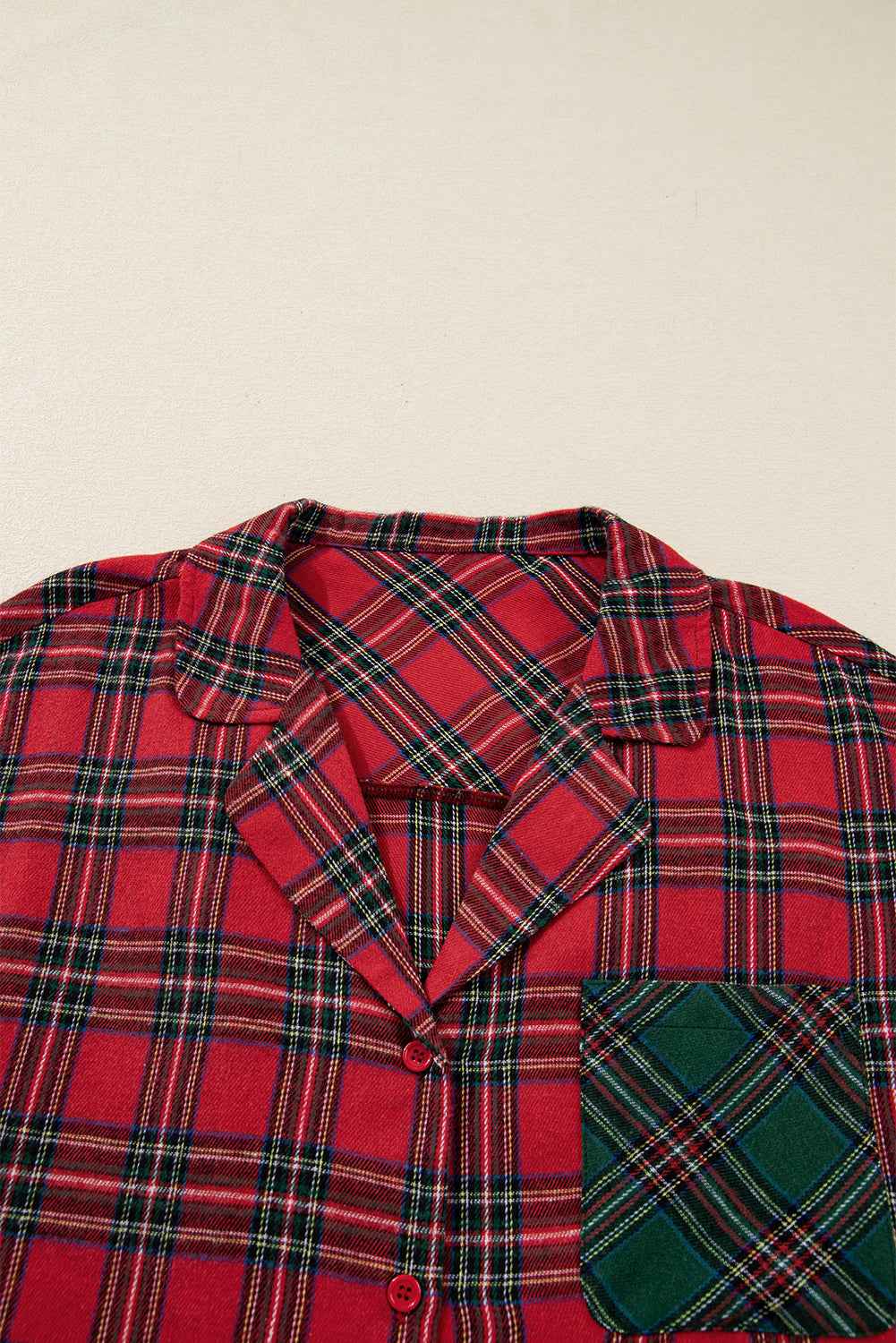 Plus Size Christmas Plaid Shirt and Shorts Pajama Set