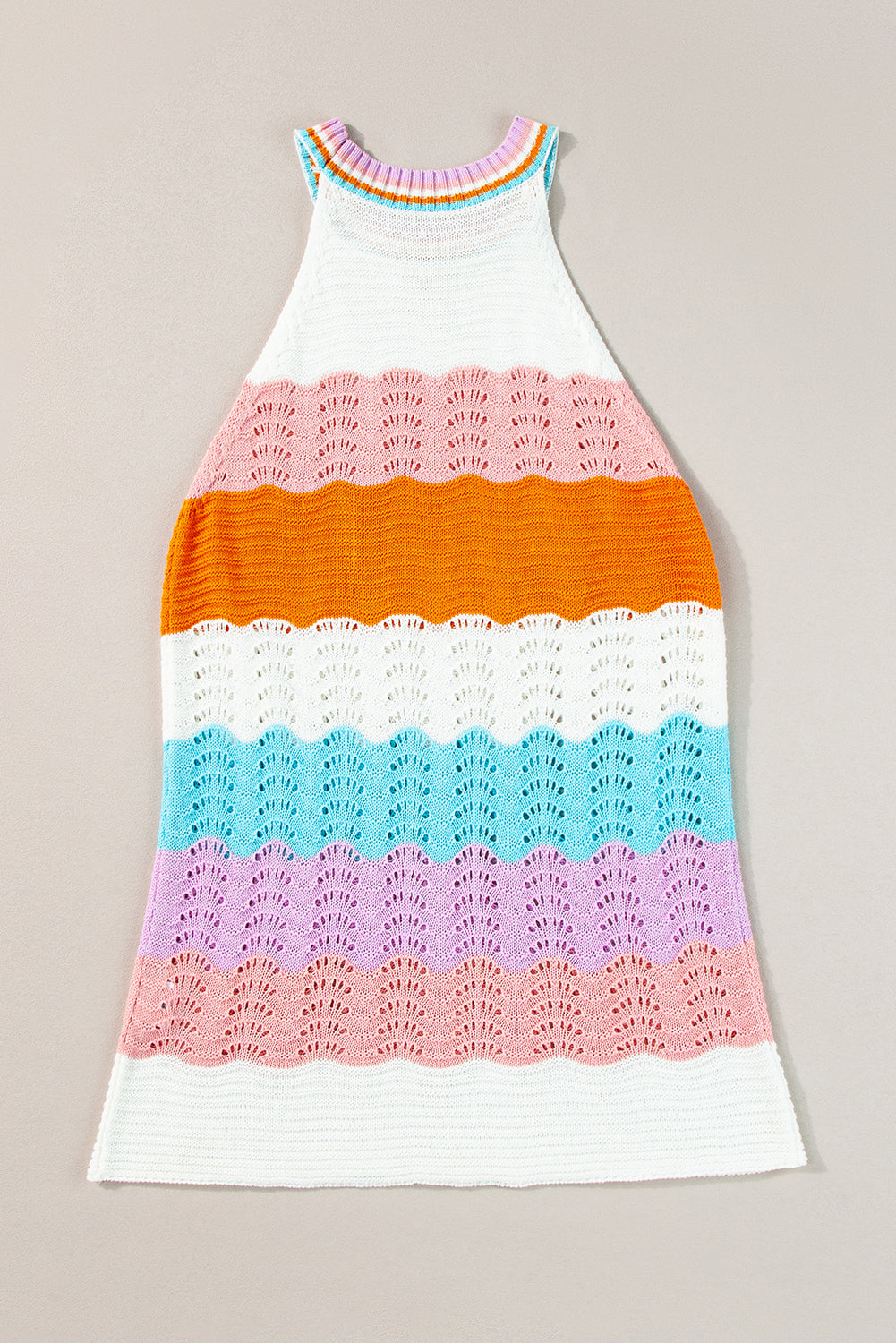Wavy Stripe Textured Knit Tank Top