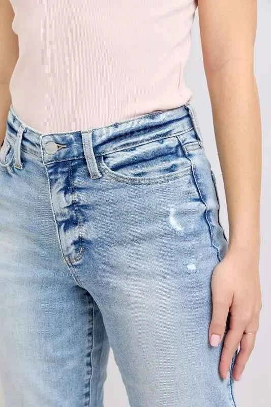 Judy Blue Full Size Mid Rise Light Wash Dad Jeans Plus Size