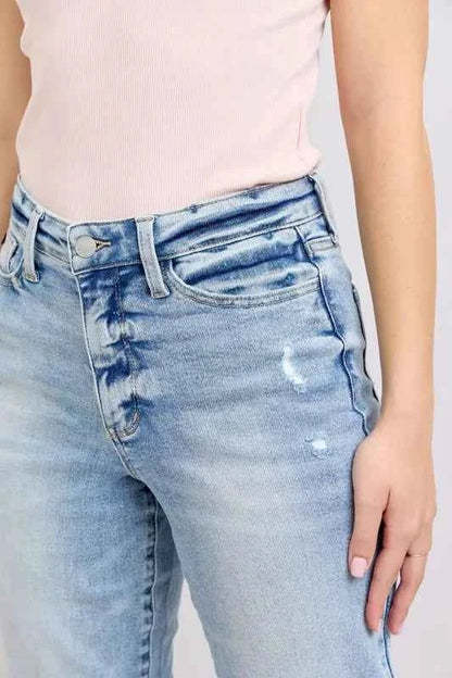 Judy Blue Full Size Mid Rise Light Wash Dad Jeans Plus Size