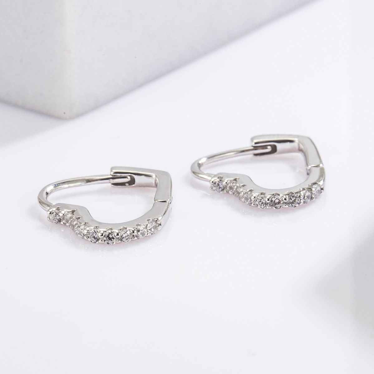 925 Serling Silver Zircon Heart Shape Earrings