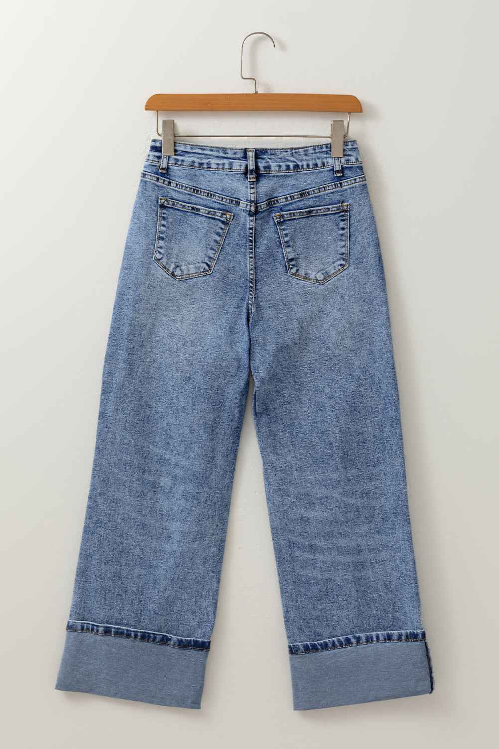 Solid Center-Seam High Waist Straight Jeans