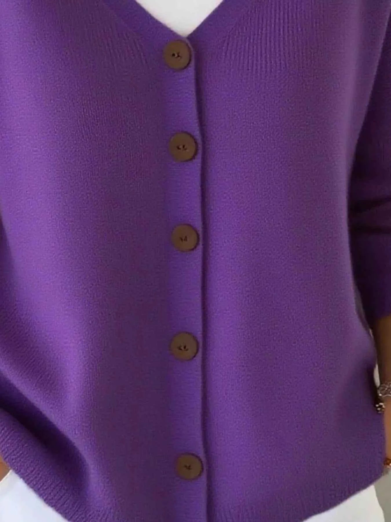 Full Size V-Neck Button-Down Knit Sweater Plus Size