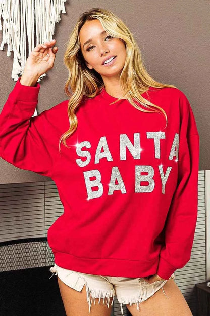 BiBi Santa Baby Lettering Christmas Sweatshirt