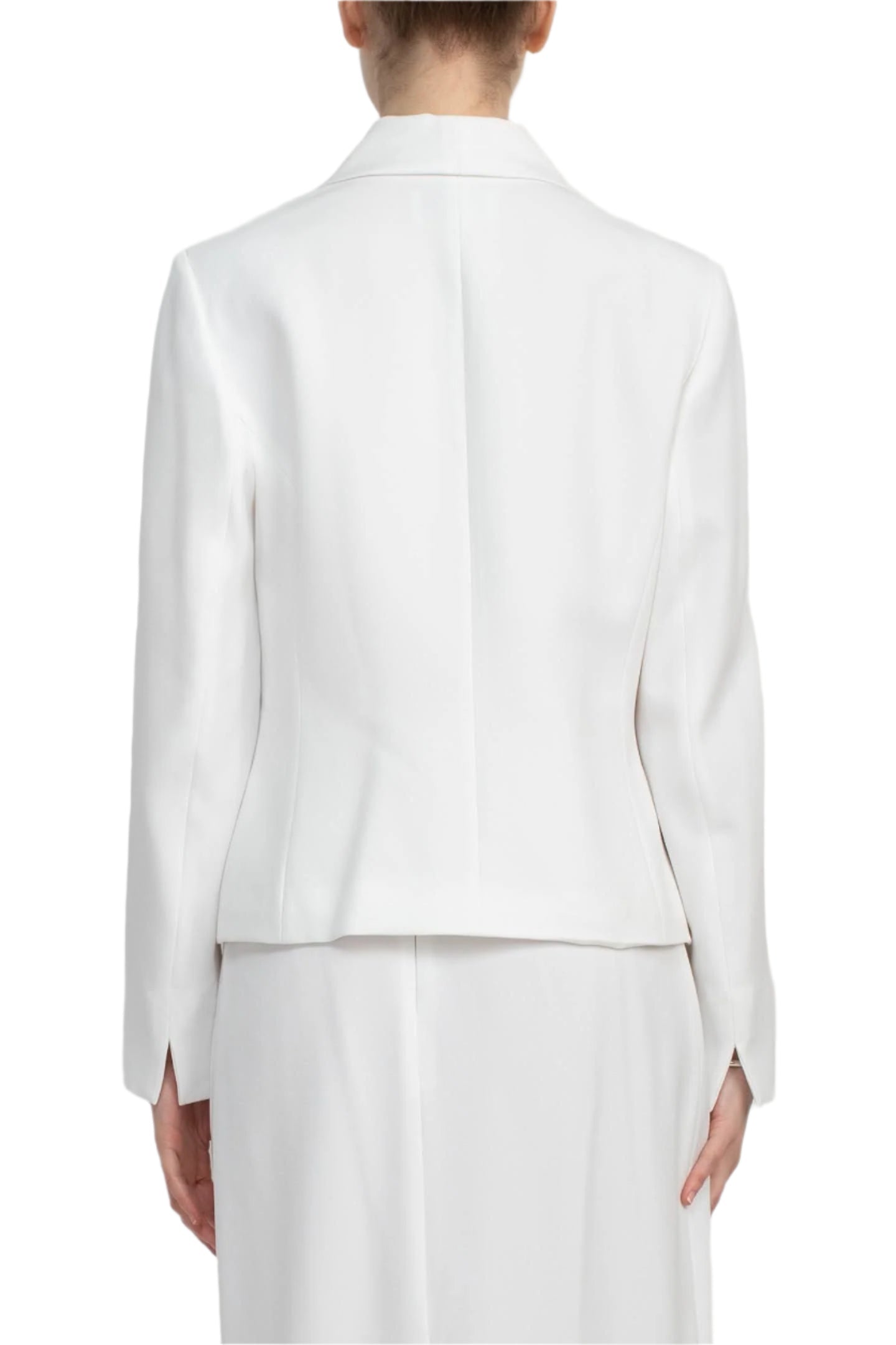 Le Suit Shawl Collar 2 Button Closure Crepe Jacket with Zipper Back Column Skirt (Two Piece)
