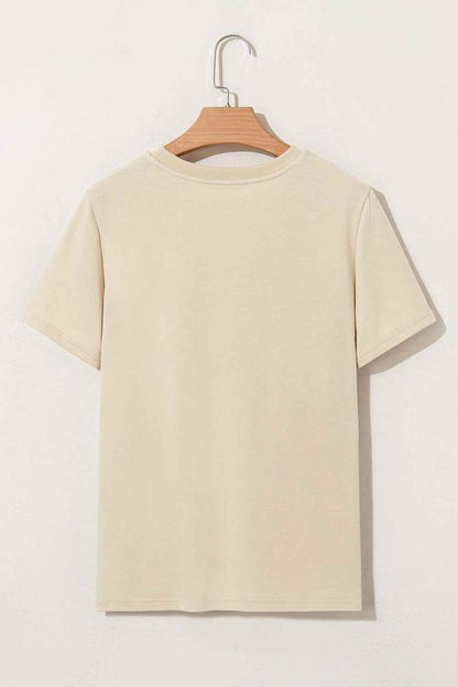 Beige LIVE YOUR BEST LIFE Crew Neck Graphic Tee