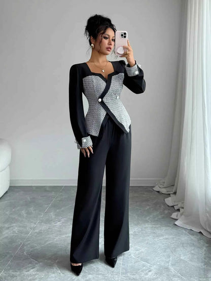 Long Sleeve Top and Wide Leg Pants Set
