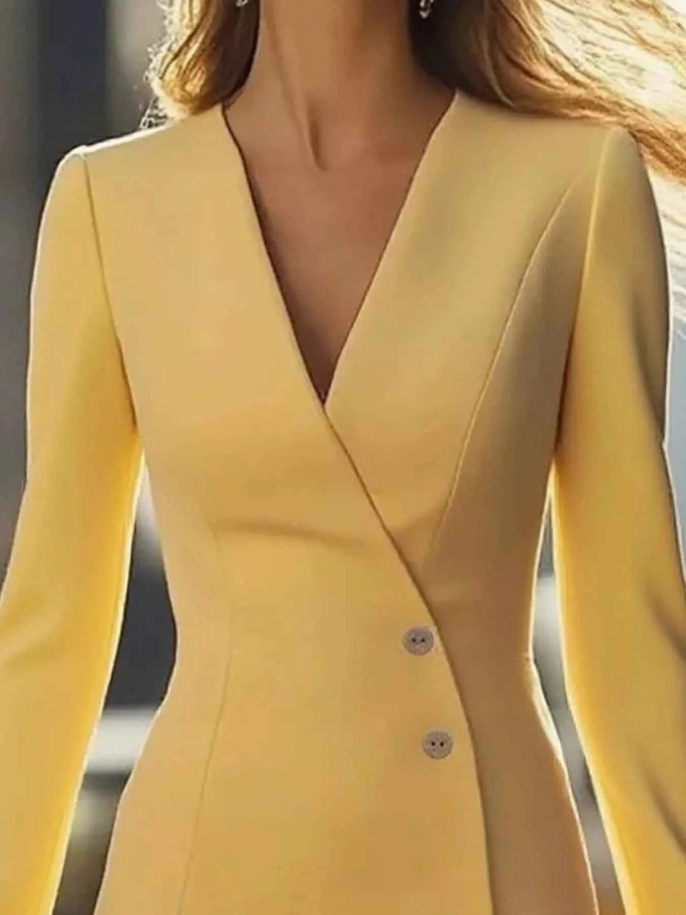 Long Sleeve Blazer Dress with Button Detail