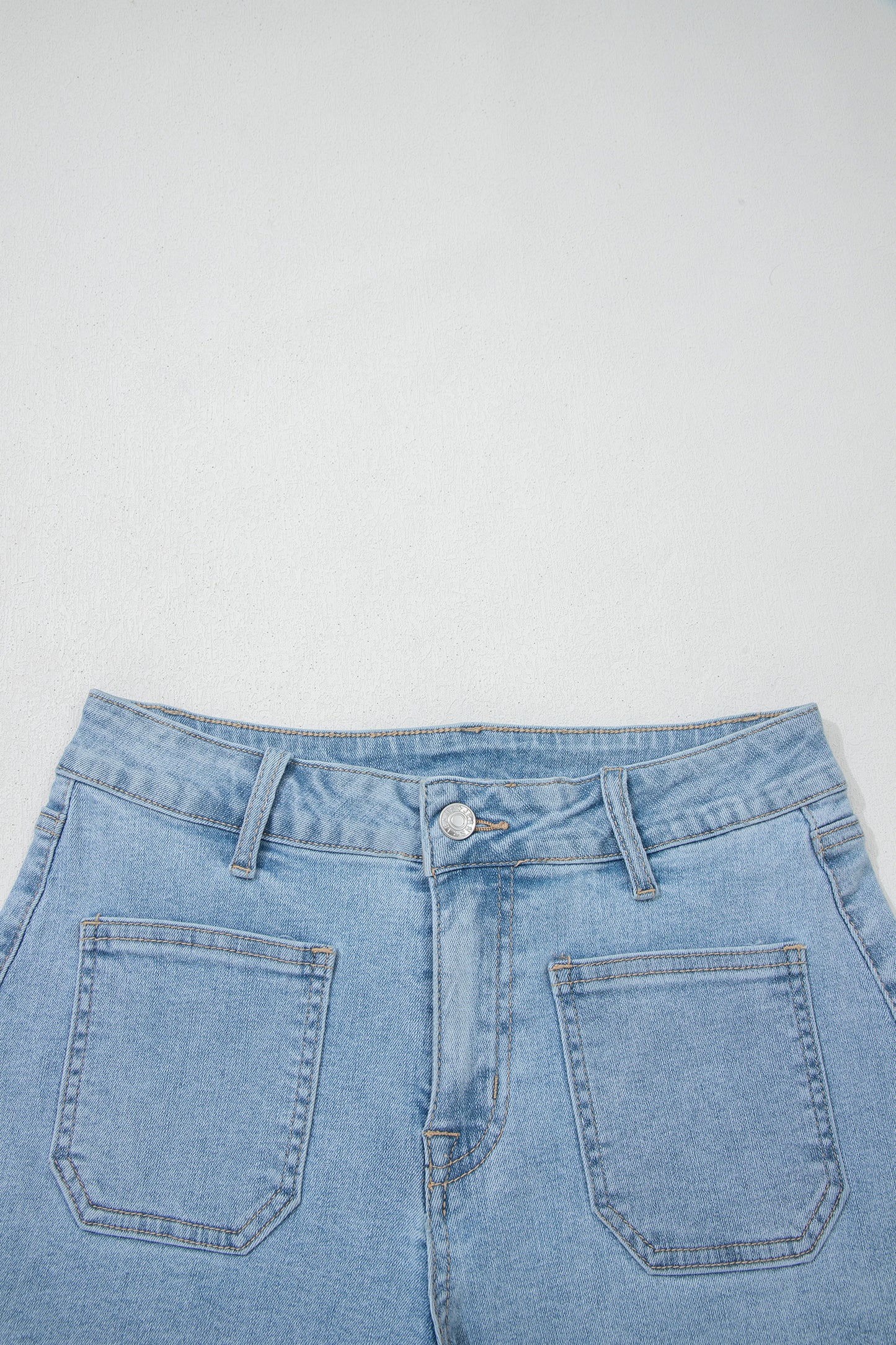 Myosotis High Rise Patch Pocket Denim Shorts – Casual Summer Jean Shorts