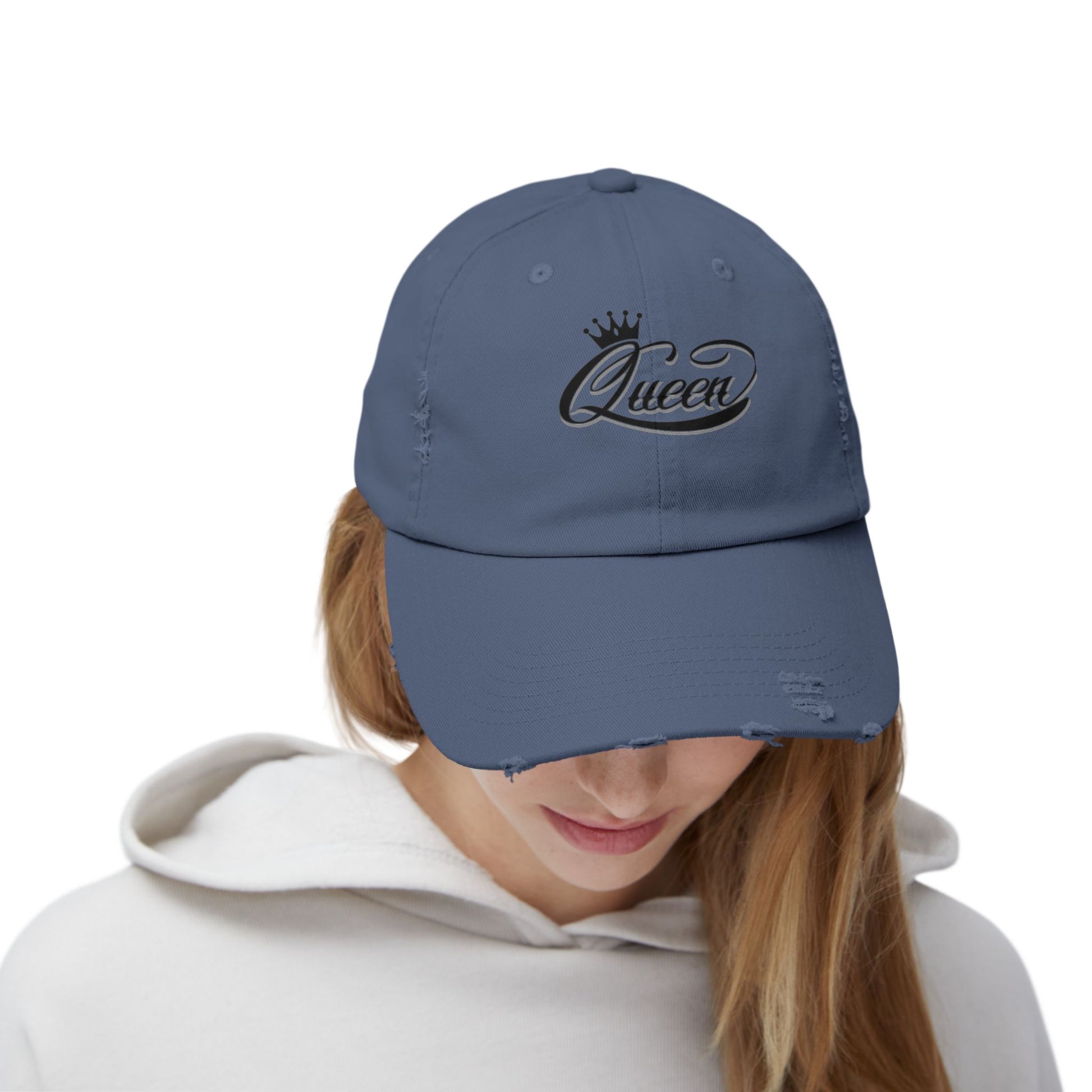 Distressed Queen Cap - Vintage Style Unisex Baseball Hat, Hip Hop Headgear & Streetwear Fashion Accessory - The Eggy's store