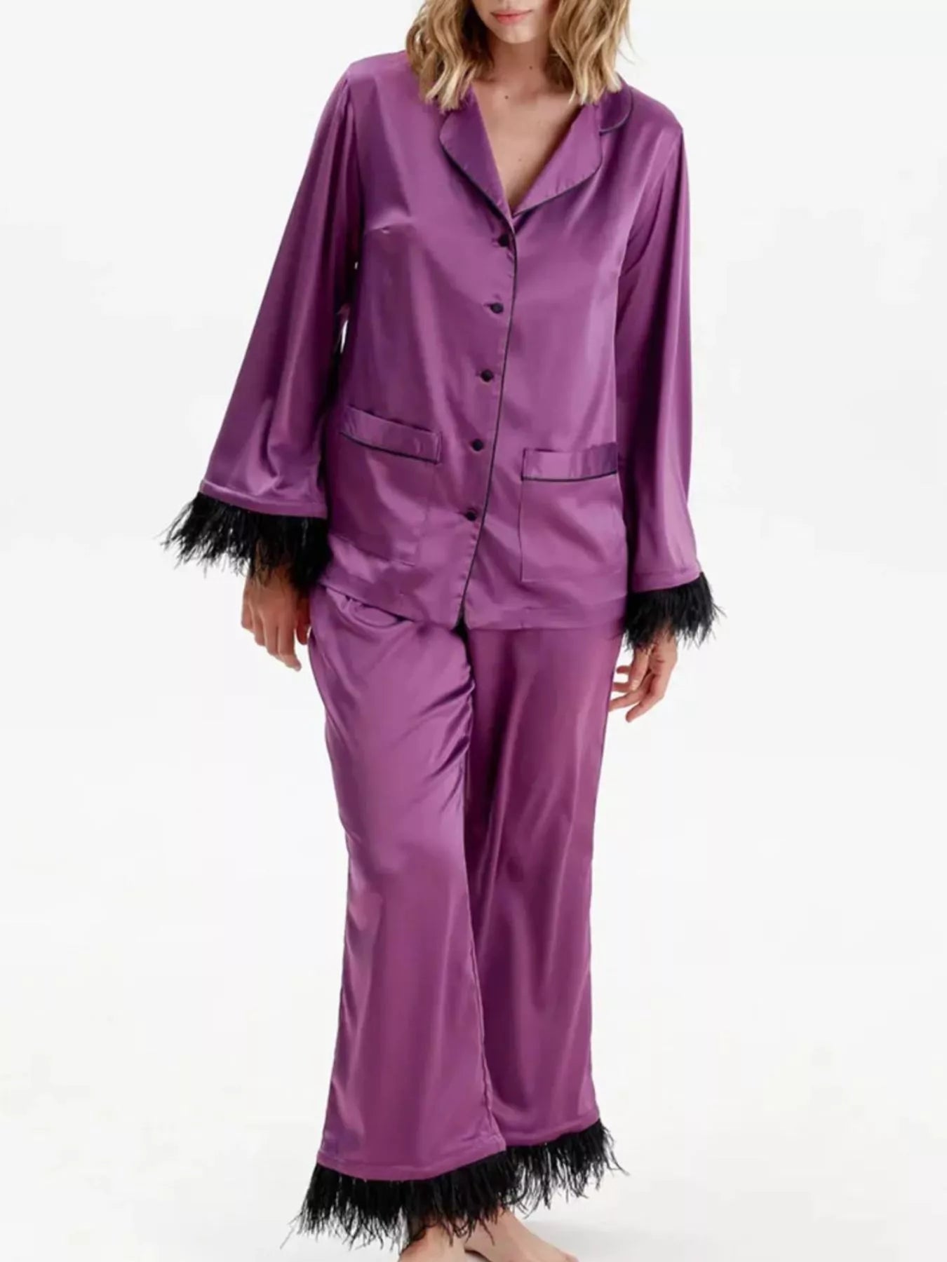 Silky Button Up Lounge Set