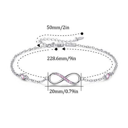 Sterling Silver Love Symbol Anklet Adjustable Chain For Women