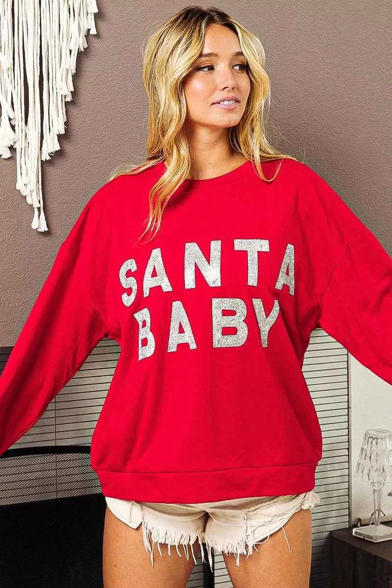 BiBi Santa Baby Lettering Christmas Sweatshirt