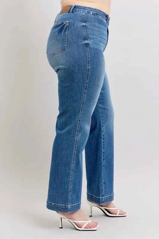 Judy Blue Full Size High Waist Contrast Thread Straight Plus Size
