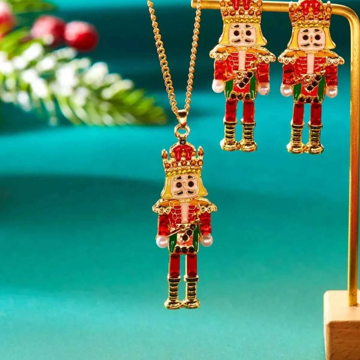 Christmas 18K Gold-Plated Nutcracker Pendant Necklace