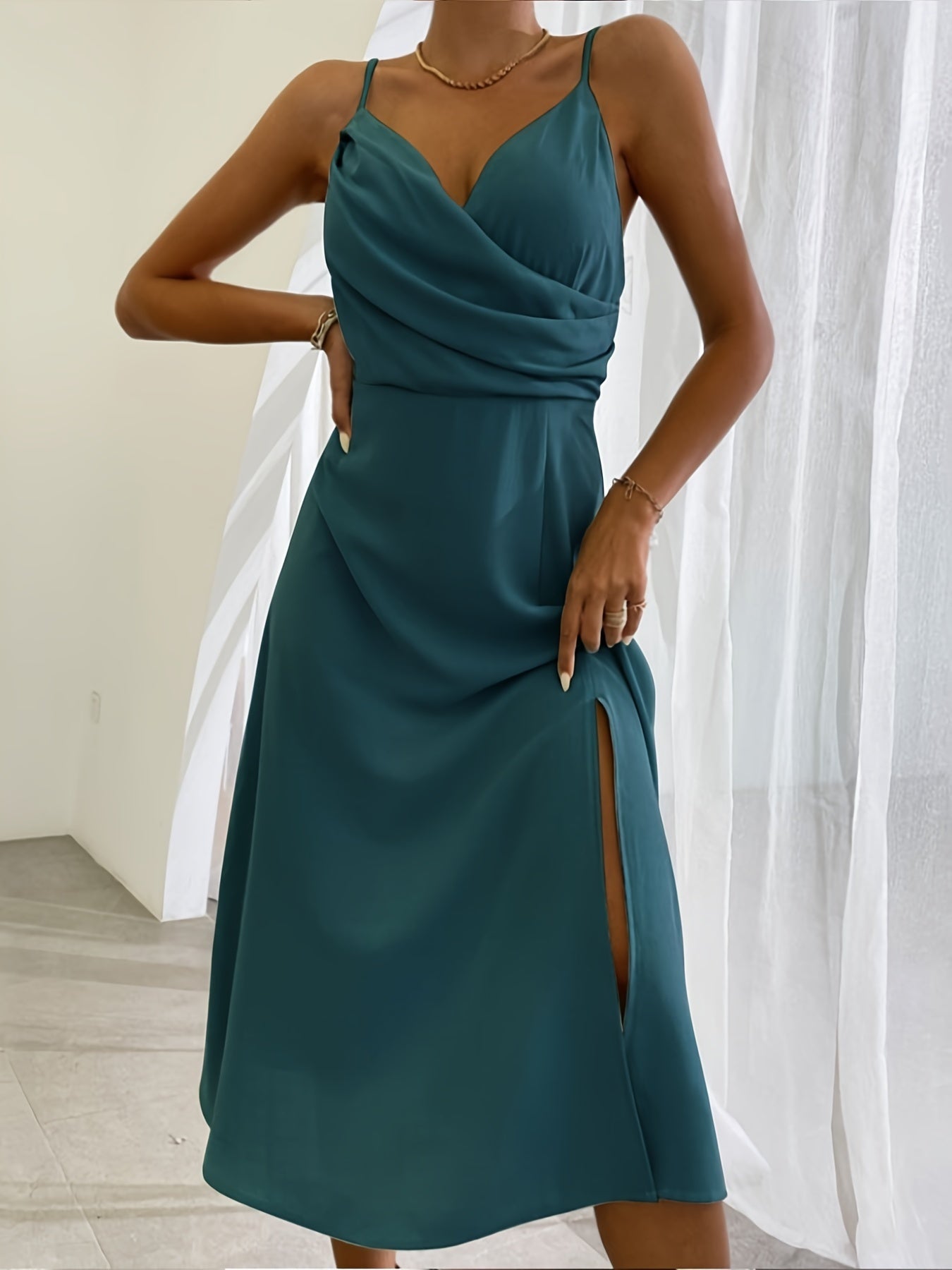 V-neck Slit Sling Dress - Summer Fashion Sexy Slim Suspender Dresses for Women - The Eggy's store