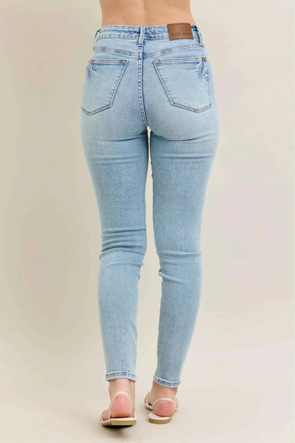 Judy Blue Full Size Mr Tummy Control Vintage Wash Skinny Jeans Plus Size