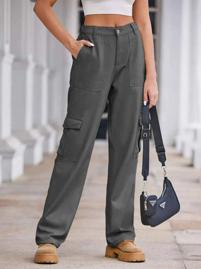 High-Waisted Cargo Jeans