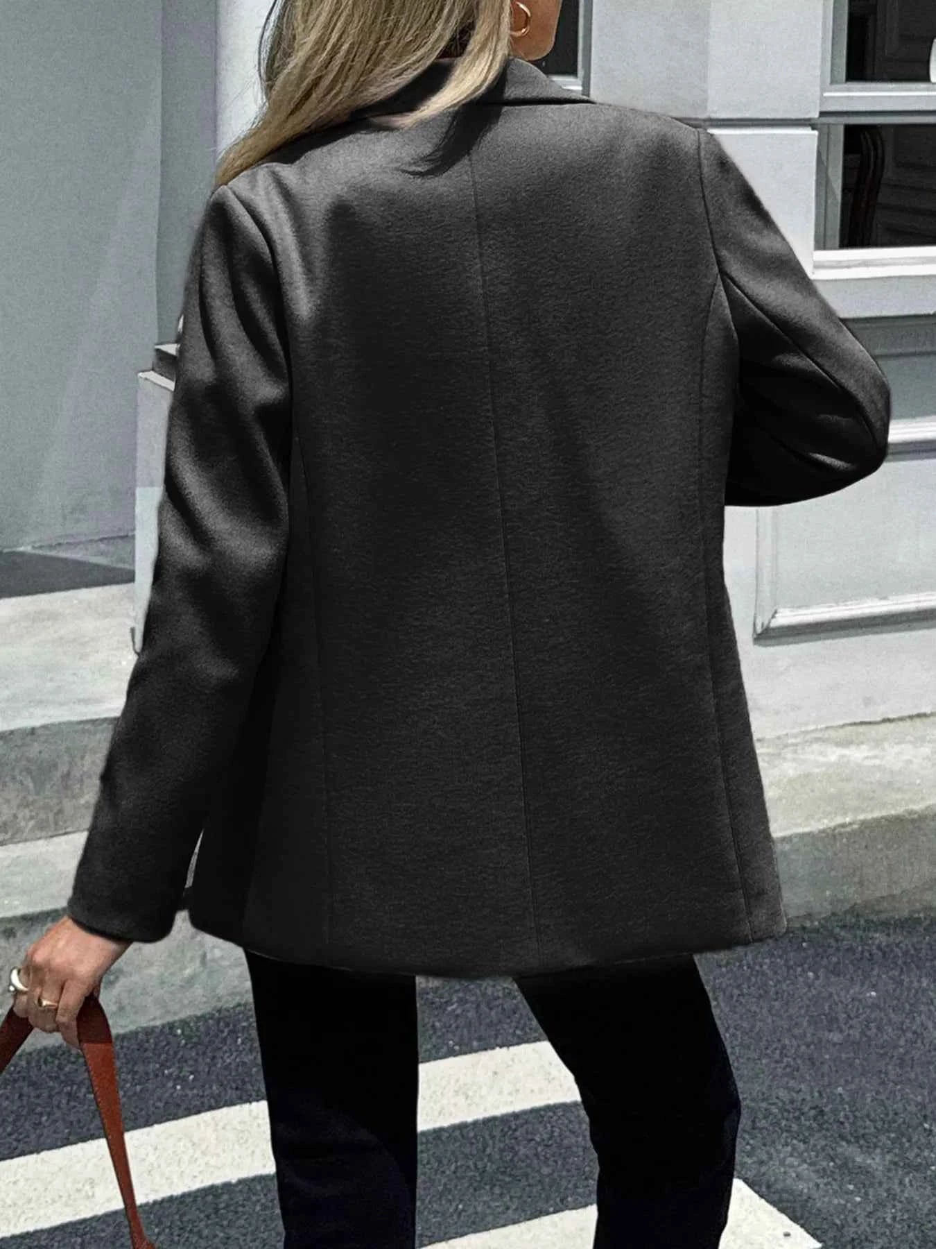 Lapel Collar Button Up Blazer