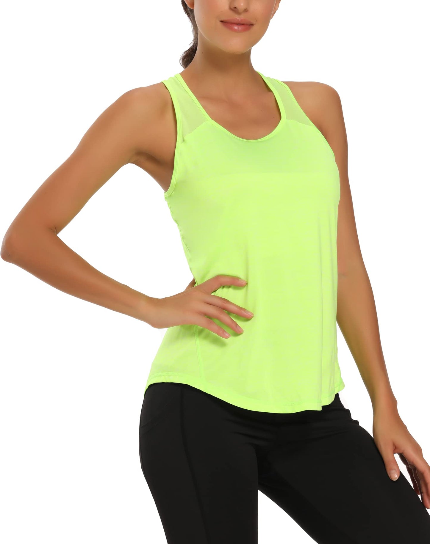 Women's Workout Tank Tops for Women Racerback Tank Tops Mesh Yoga Shirts Athletic Running Tank Tops Sleeveless Gym Clothes Orange